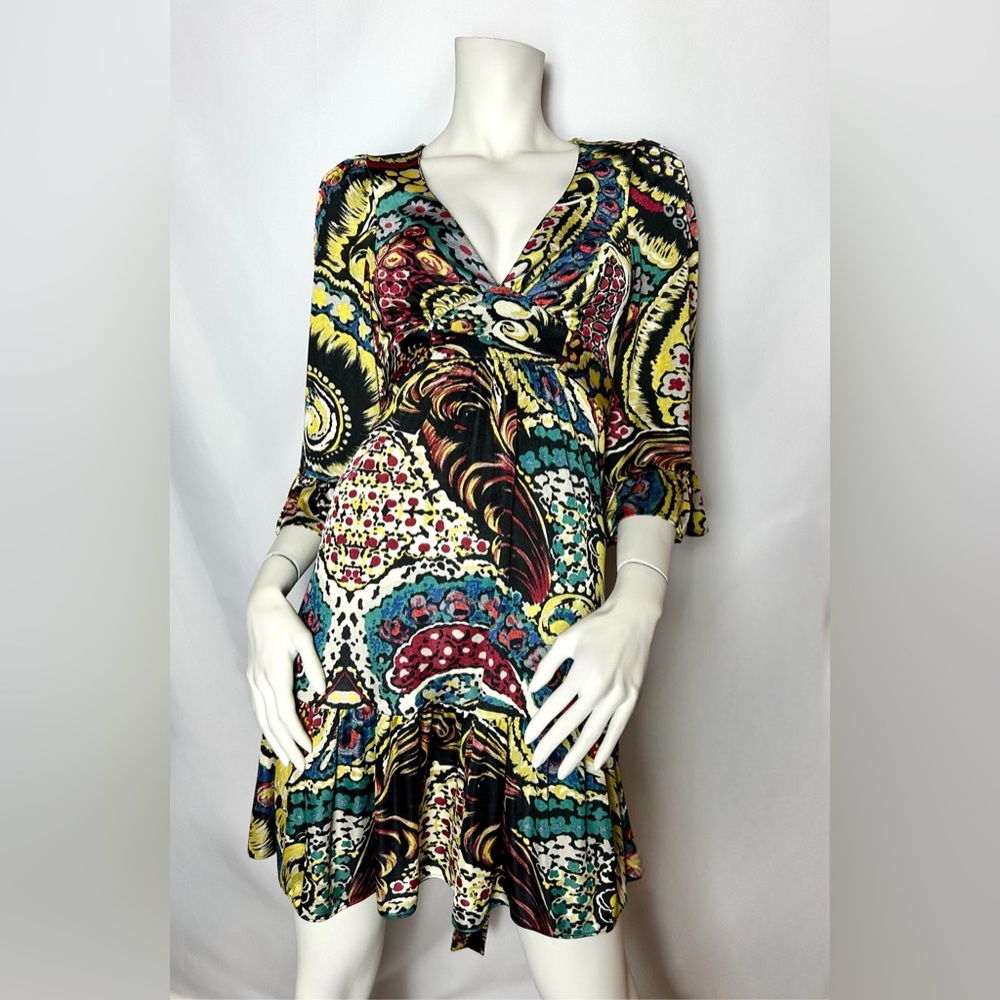 Betsey Johnson Dress Colorful Paisley Tie Back Size 0